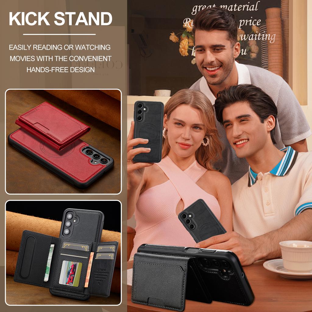 For Samsung Galaxy A16 4G/5G Magnetic Phone Case Leather Back Cover with Detachable Card Holder
