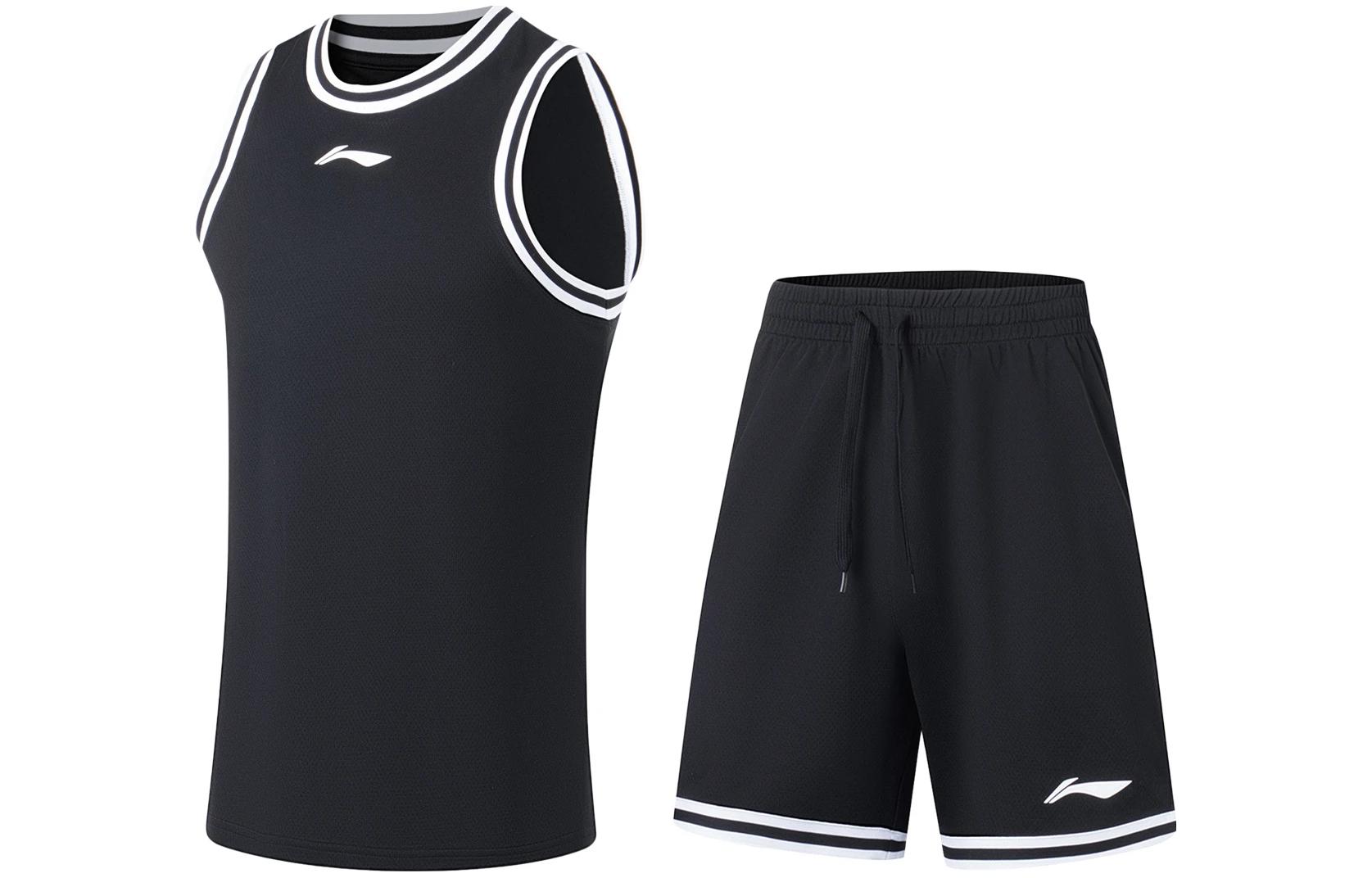 Li Ning Sports Basketball Collection Basketball Suit Men s Black And White Woven Ribbon. AATT001-6 M