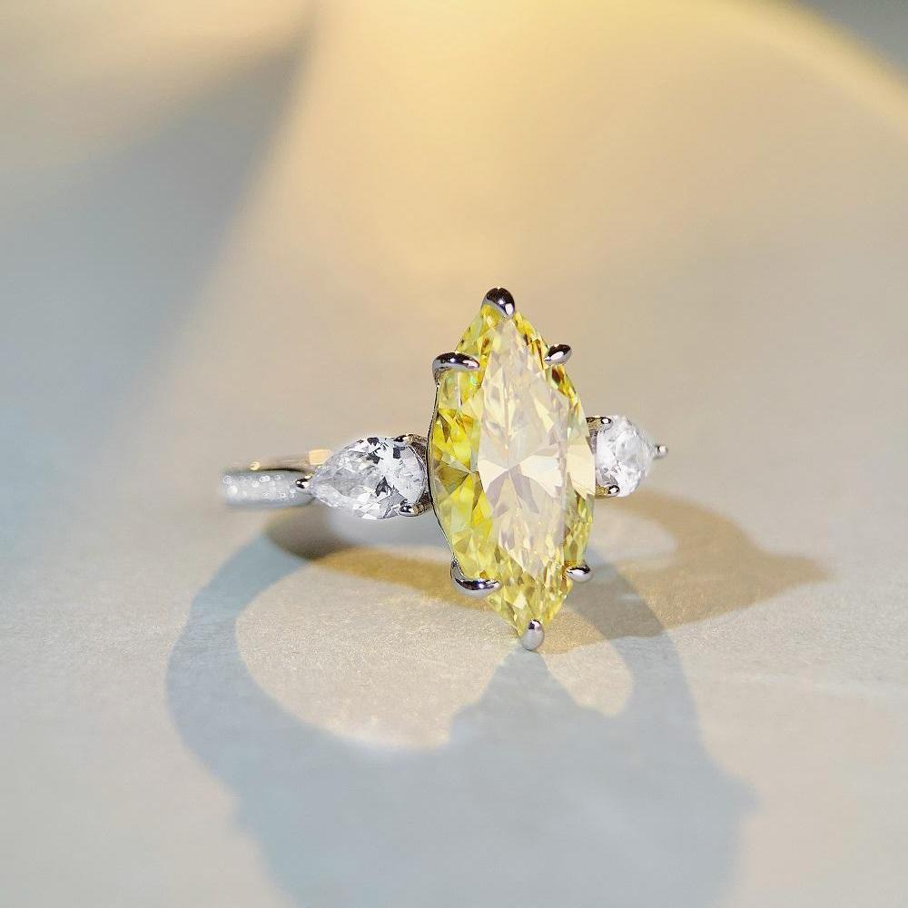 Nine Beauty High Carbon Diamond 7 Carat Zircon Marquise Ring for Women In S925 Sterling Silver