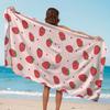 Strawberry Print Super Absorbent Beach Towel, 100% Polyester Quick Dry for Swimming Camping