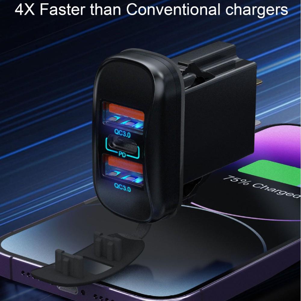 Dual QC+PD Car & Boat Charger for Phones, 12-24V