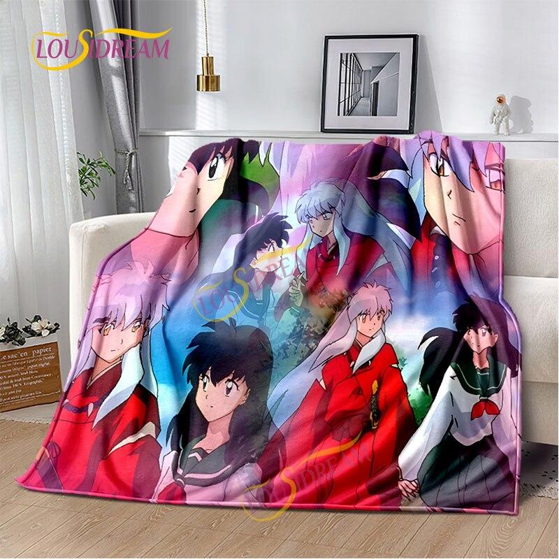 Inuyasha battaniyesi sıcak rahat çocuk battaniyesi karikatür pazen çarşaf kanepe örtüsü yürüyüş yetişkin ofis öğle yemeği molası battaniyesi.