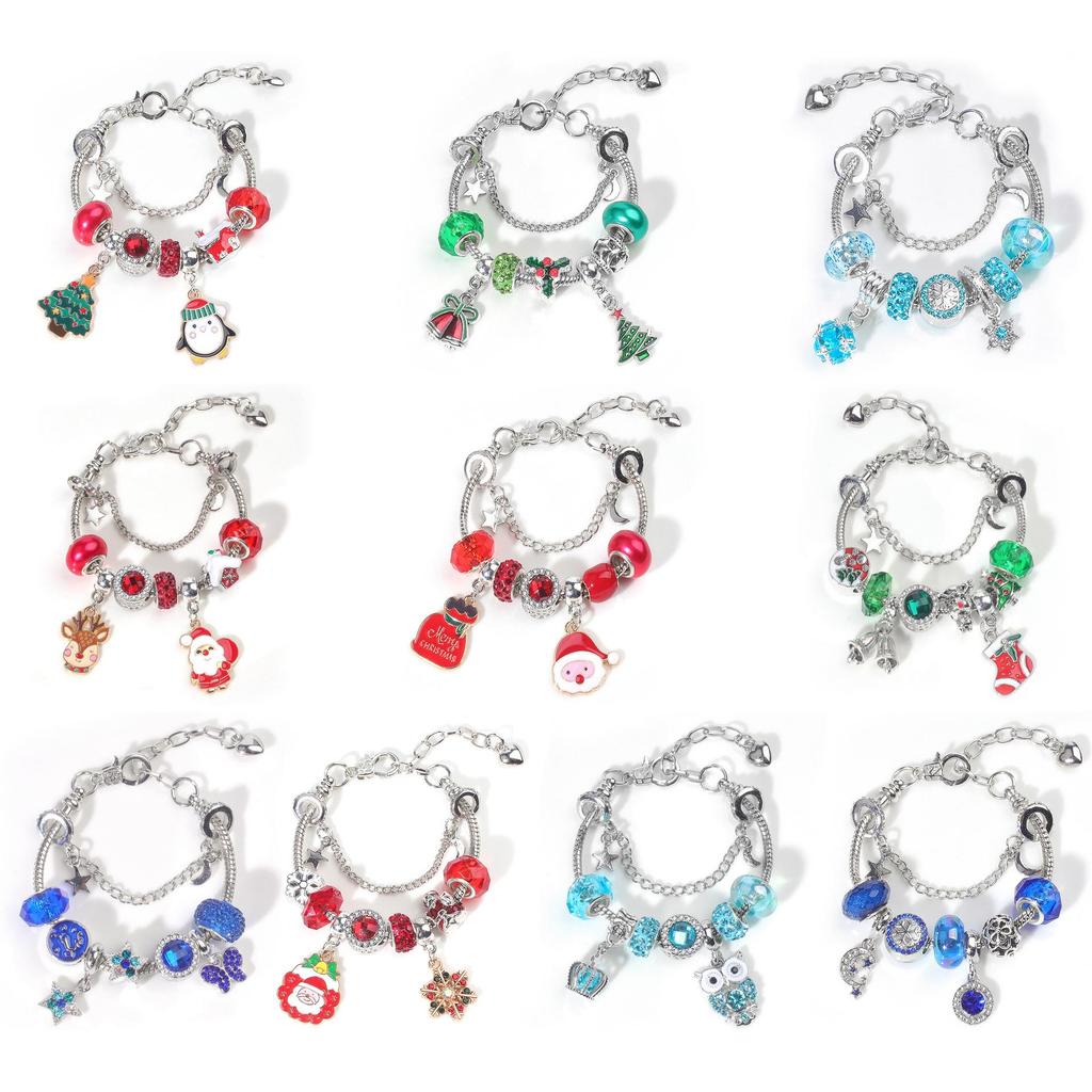 European-American Christmas Snowflake Crystal Beaded Bracelet - Women's Alloy Jewelry