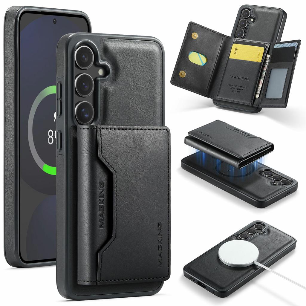 MAGKING K2 Series For Samsung Galaxy S24 FE Magnetic Case PC + TPU + PU Phone Cover with RFID Blocking Wallet