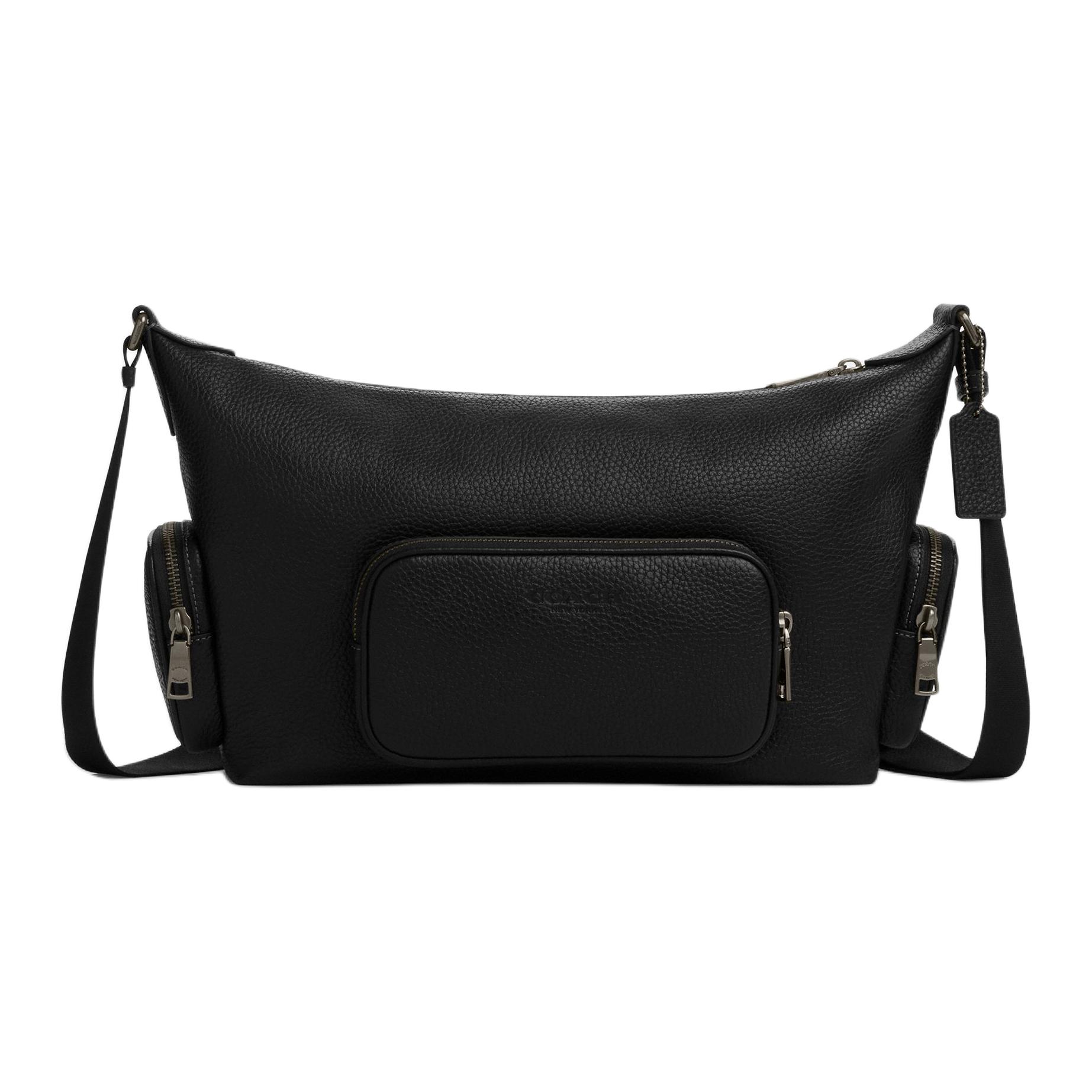 

Coach Finn 31 Pocket Detail Leather Crossbody Bag Large Unisex Bags Black CCG15-QBBK Basic Set (Bag+Dust Bag)