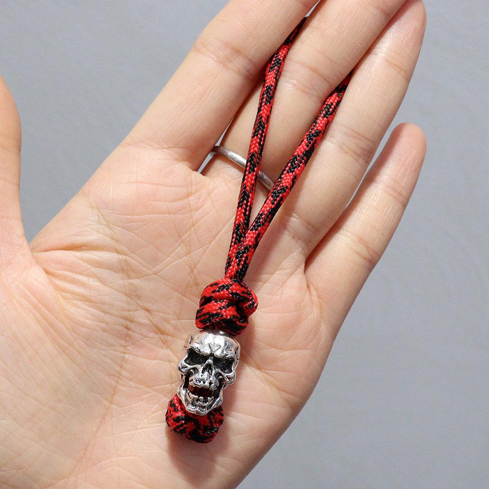 Spartan Pirate Red Camouflage Paracord Keychain Pendant in Viking Style