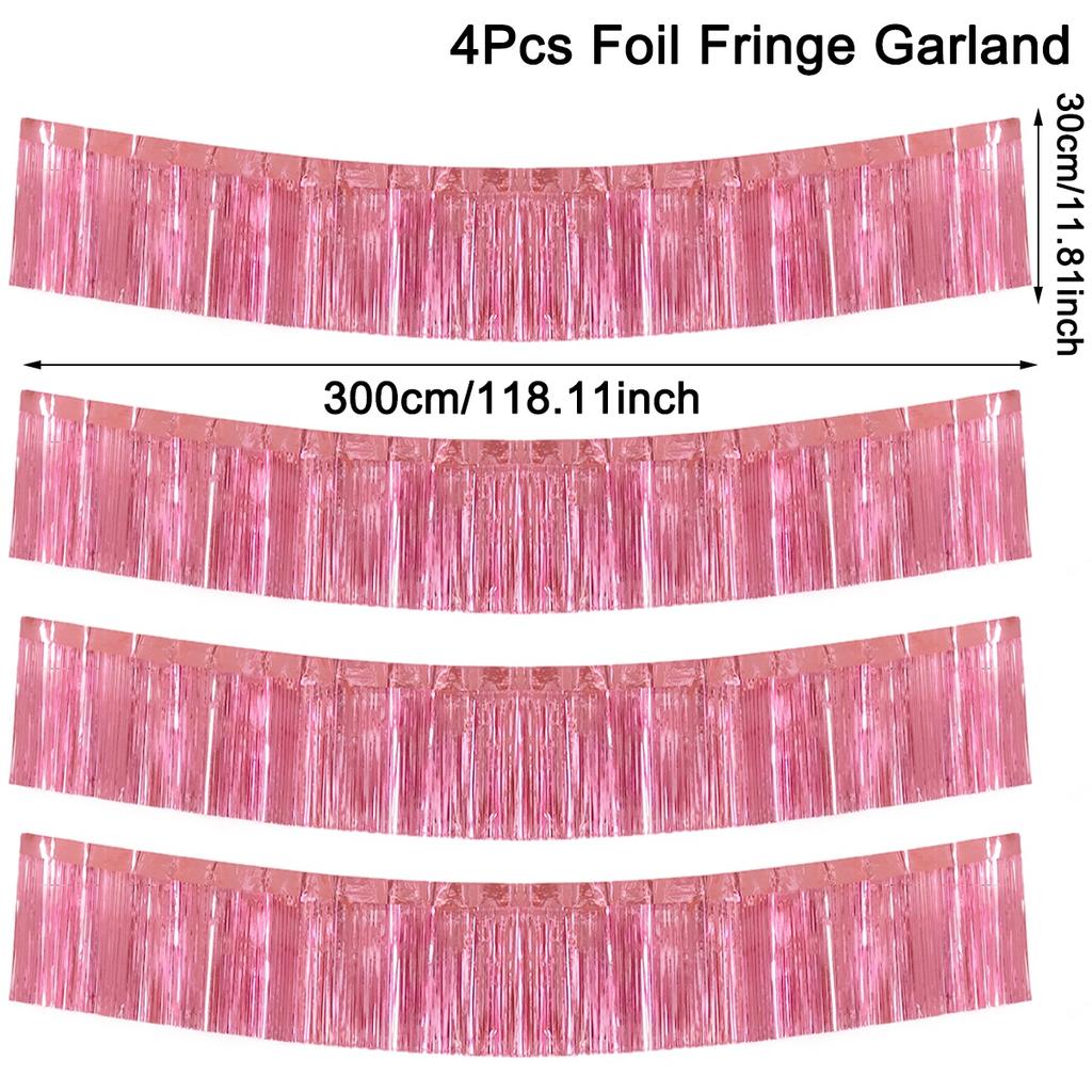30x300CM Party Backdrop Foil Fringe Garland Metallic Tinsel Streamers Banner Hanging for Birthday Wedding Christmas Decorations