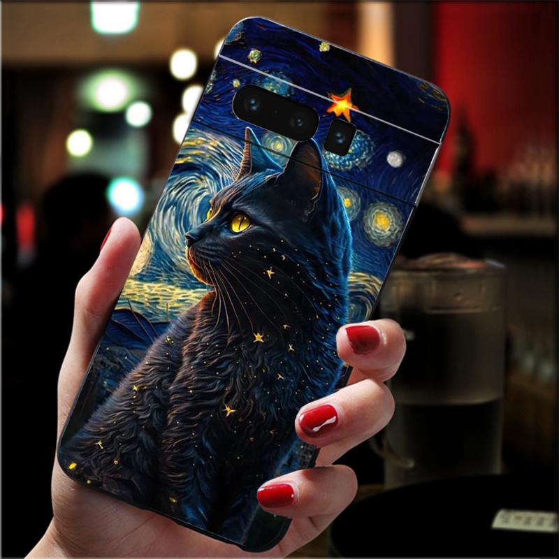 

Phone Case For Google Pixel 10 Pro 9 Pro XL 9A 8 7 6 Pro Pixel 8A 7A 6A Pixel 8 7 6 5 Cat Starry Night Van Gogh Google Pixel 9 Pro