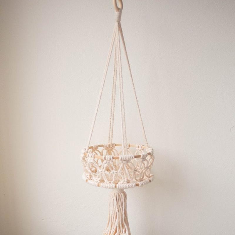Hanging Fruit Basket 3 Tier Woven Cotton Rope Wall Baskets Kitchen Produce Storage Plant Holder Macrame Boho Home X3UC