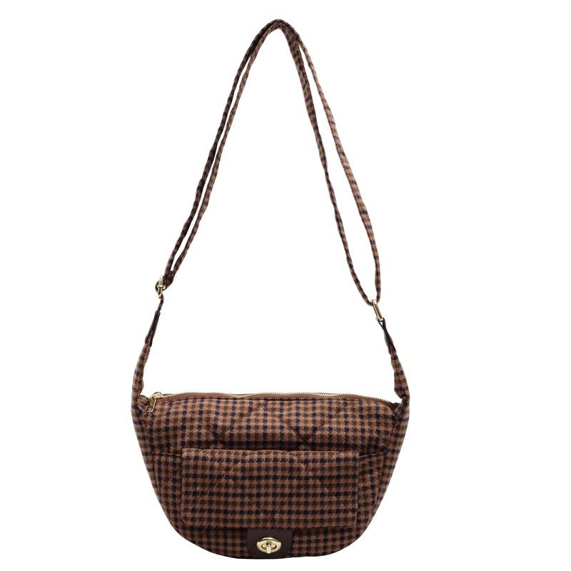 Fashion and leisure large-capacity tote bag women's Korean version ins trendy plaid shoulder bag 2025 winter new messenger bag