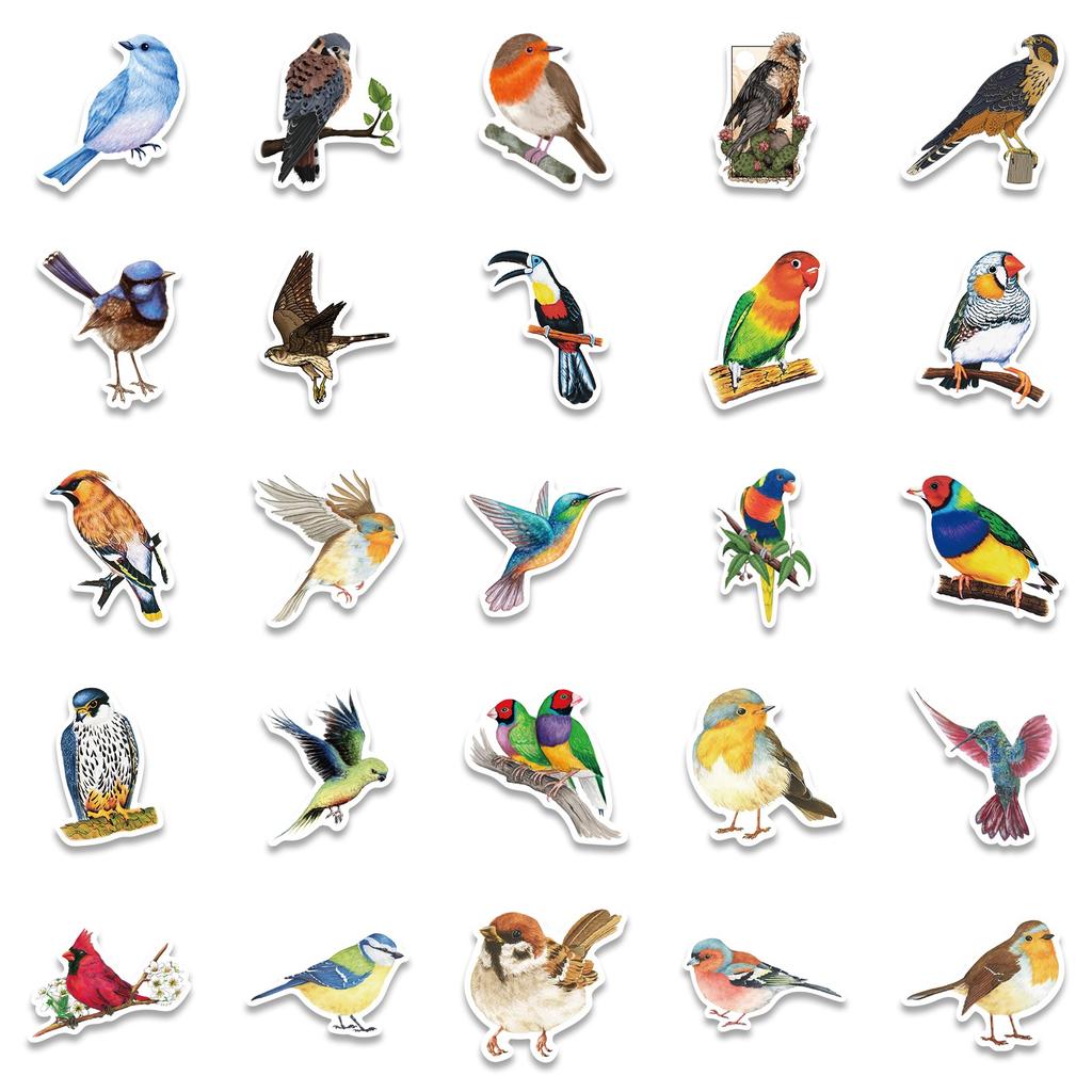 10/50Pcs Watercolor Style Mixed Cute Bird Stickers Graffiti for DIY Luggage Laptop Skateboard Motorcycle Bicycle Stickers