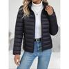 (Order A Size Up)Women Spring Slim‑Fit Lightweight Padded Jacket Stand Collar Zipper Long Sleeve Solid Color Elegant Versatile Cropped Coat ()