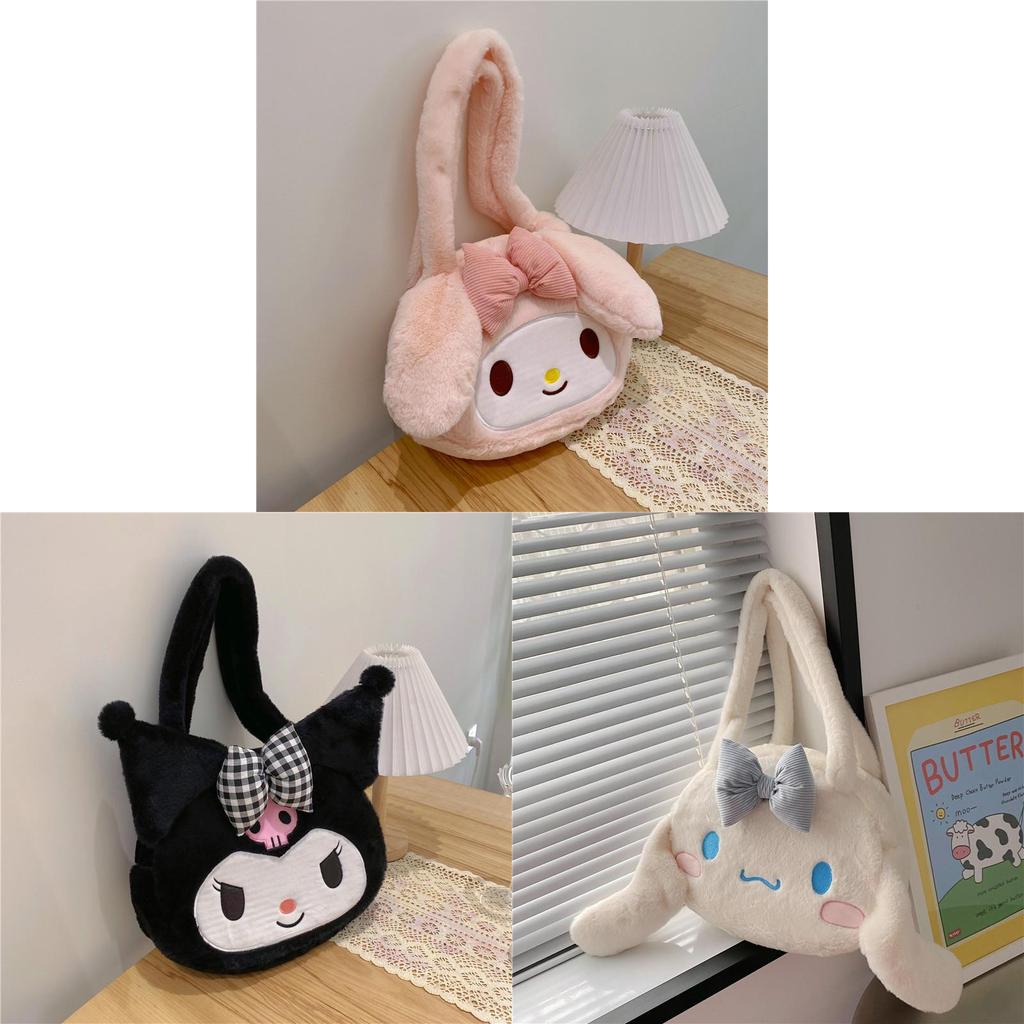 Melody Plush Tote Bag With Embroidery For Daily Use