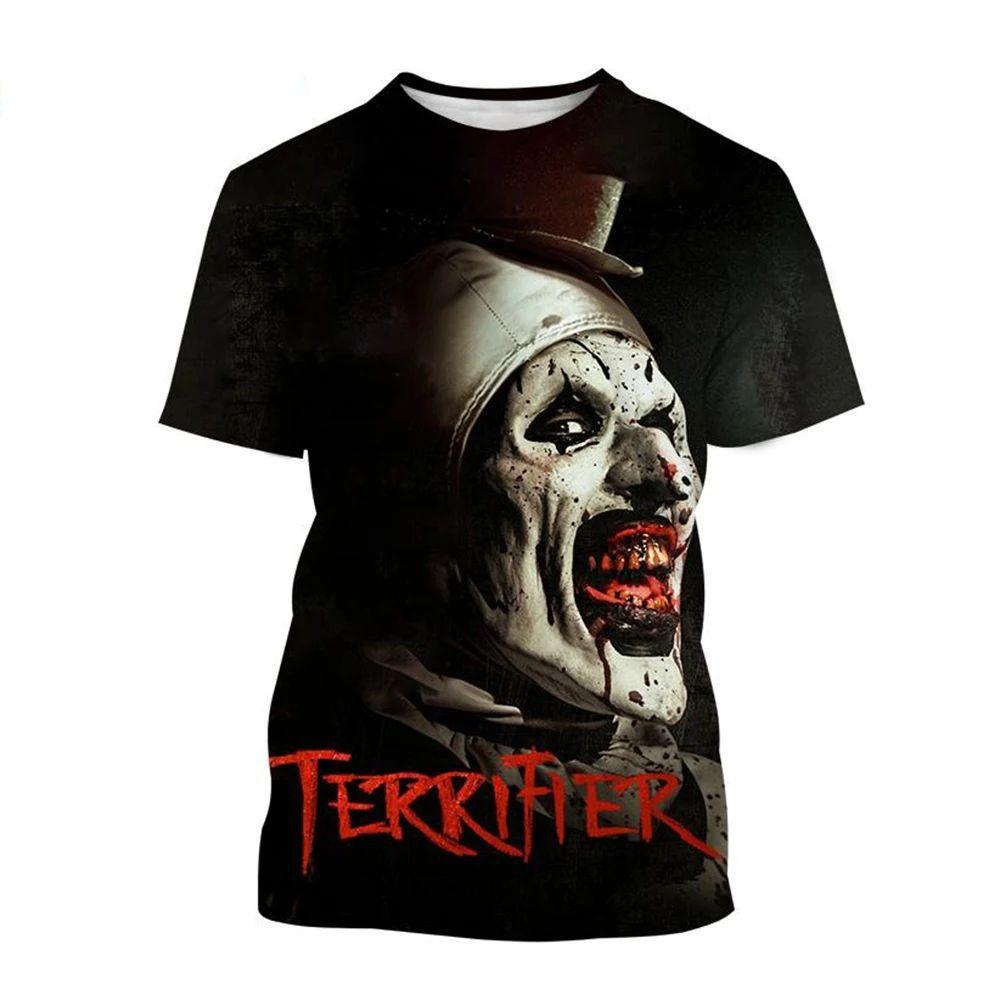 Summer Horror Movie 3D Digital Printed T-shirt Men's Clown Short Sleeved T-shirt