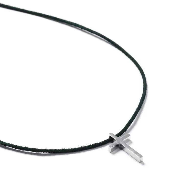 One-touch Bold Cross Natural Suede String Necklace (C2601-AN1028)