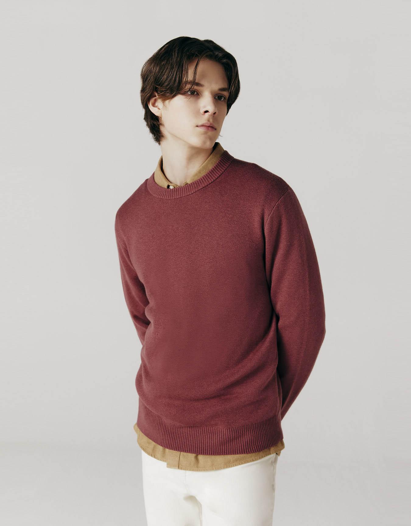 Giordano Wool Blend Double Knit Sweater (12Gg) 053906 [9Color] 08 Marsala/L