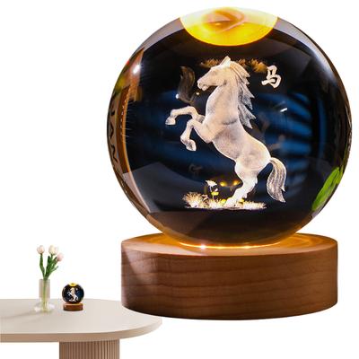 Lampe Décorative de Table Boule de Cristal 3D Alimentée par USB Décor Boule de Cristal d'Entrée 3D Pour Café Chambres d'Enfants Bureaux Chambres à Coucher Salons