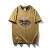 Retro Pure Cotton Brushed Cotton Trendy Brand Letter Print Short-Sleeve T-Shirt for Men, Summer Base Shirt, Foreign Trade Men's Clothing T-Shirt