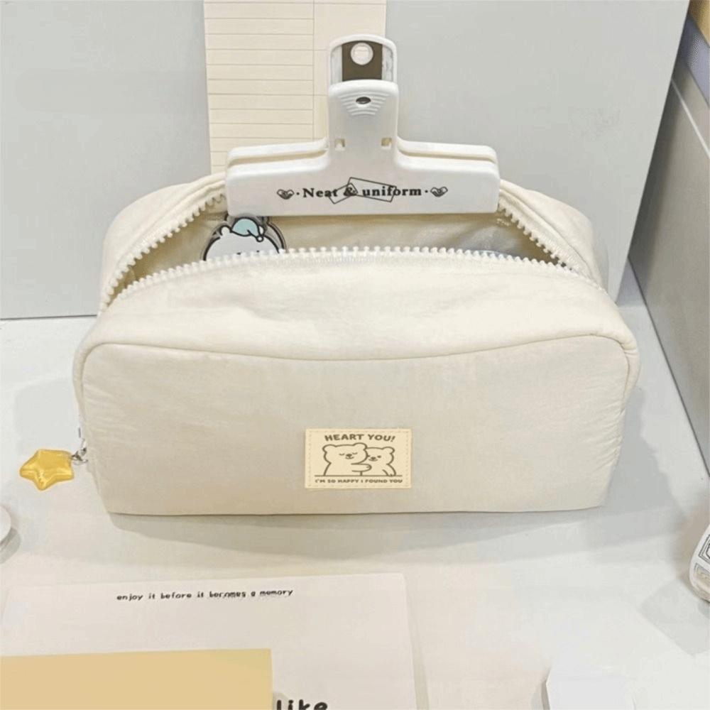 New Solid Color Pen Bag Large Capacity Cartoon Pencil Pouch Gift with Star Pendant Stationery Organizer School Office