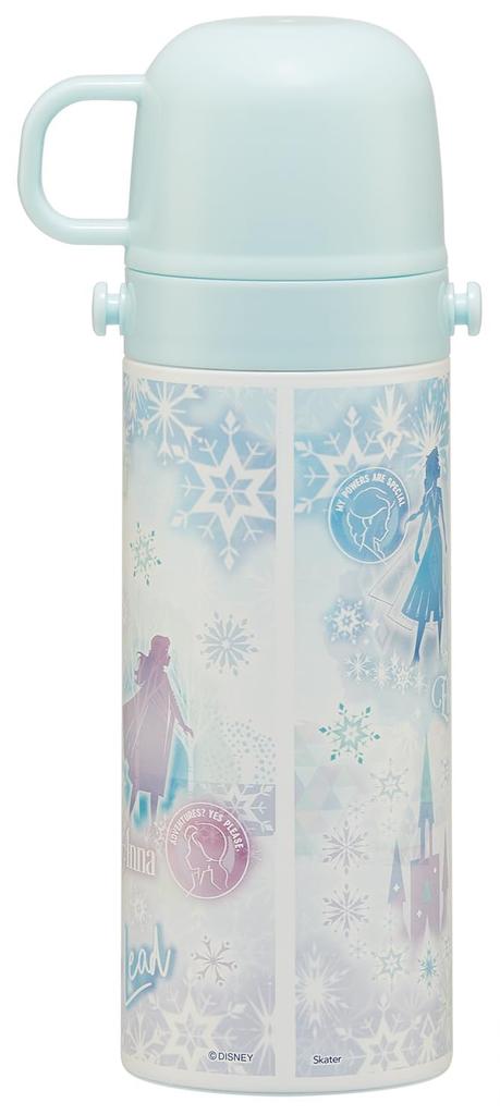 Skater Water 470ml or 430ml Disney Frozen Size Stainless Sports Children's Bottle, 2-Way, (Direct Drink) (Cup), Design, 26, Girls, Steel, Insulated,