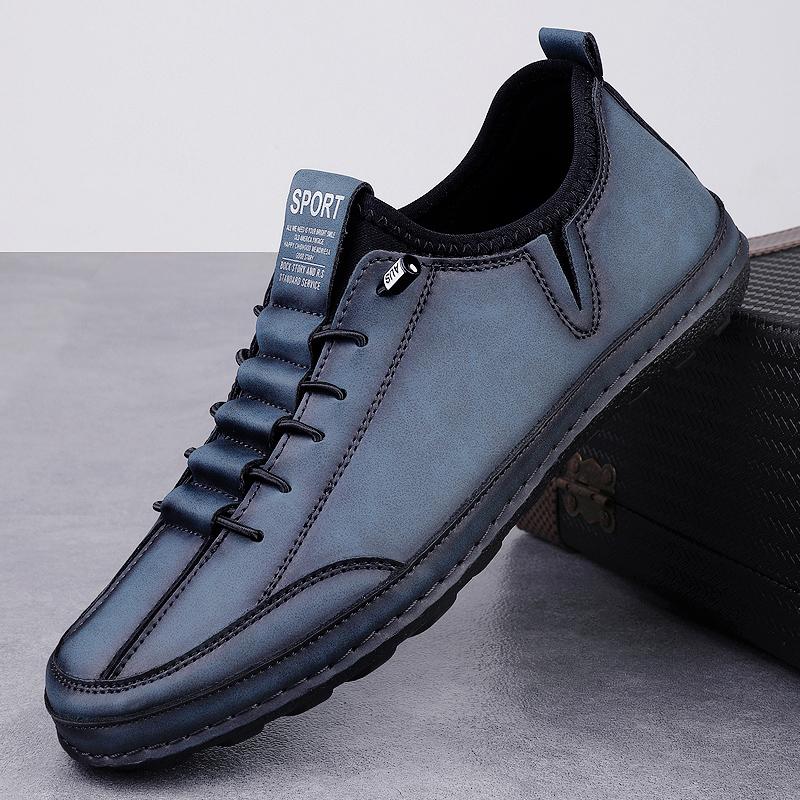Fashion Fashionable New Men Hand Sewn Casual Sports Leather Shoes Outdoor Brand Men Comfortable Non Slip Soft Soled Casual Hiking Shoes