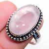 Gema Quartzo Rosa Feito à Mão Prata de Lei 925 Joia Anel Tamanho 7.5