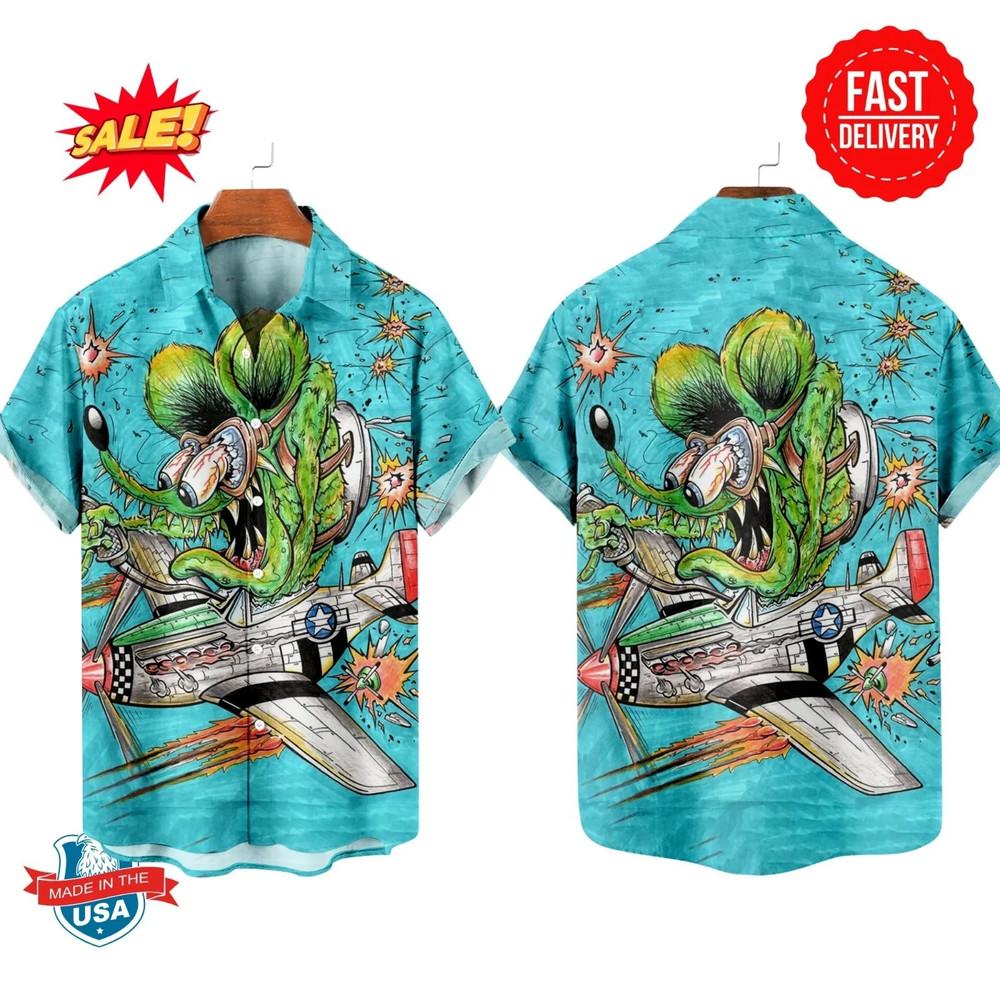 Rat Fink Cartoon Art Hawaiian Multicolor Funny Gift Unisex S-2345XL ND1571 Unisex T-Shirt XXXL