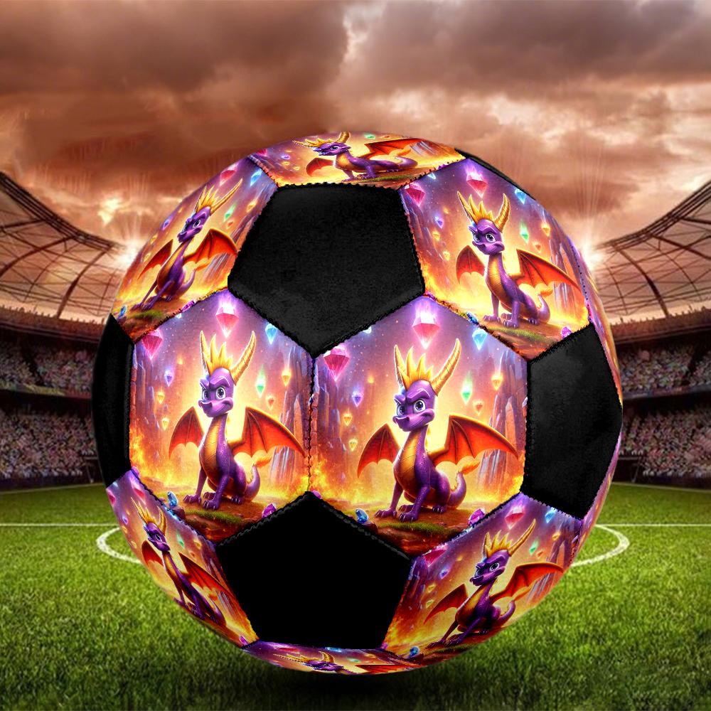 Spyro the Dragon Indoor Soccer Ball Colorful Machine Stitched PVC Size 5 Team Training Competition Ready Durable High-Bounce Cool Sports Gift
