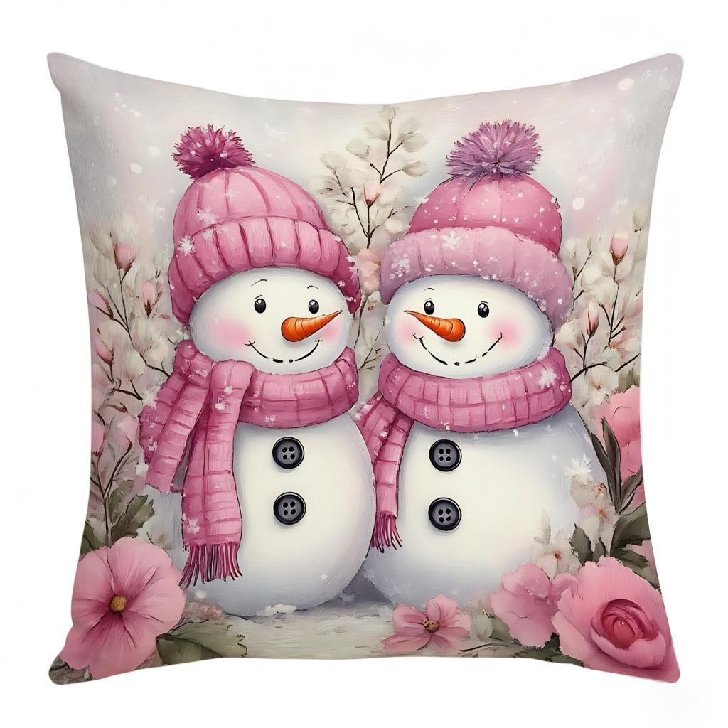 

Новая Рождественская Наволочка Украшение Розовый Милый Снеговик Атмосфера Дивана Декоративная Поясничная Подушка Consult customer service