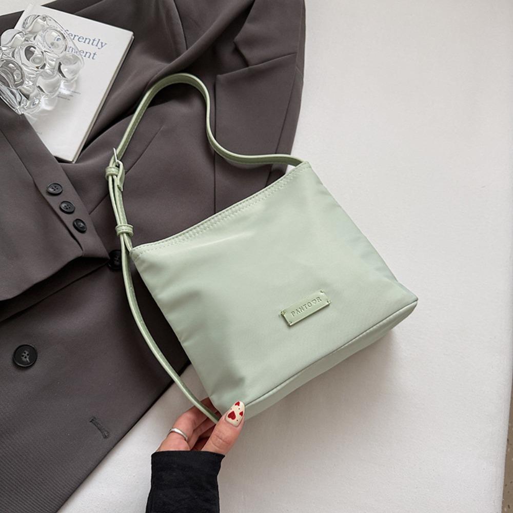

Pure Color Nylon Tote Bag Handbag Bucket Bag Versatile Underarm Bag Travel зелёный