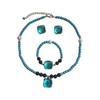 European and American Retro Court Style Natural Turquoise Necklace Bracelet Stud Earrings Niche High-end Versatile Round Glazed Suit