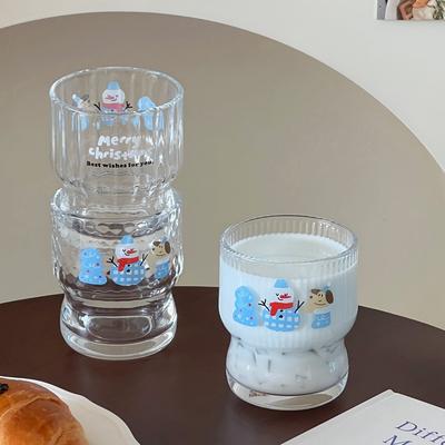 Cartoon Single Layer Couple Gift Puppy Glass Creative Juice Cup Milk Cup Coffee Cup Breakfast Snowman Cup