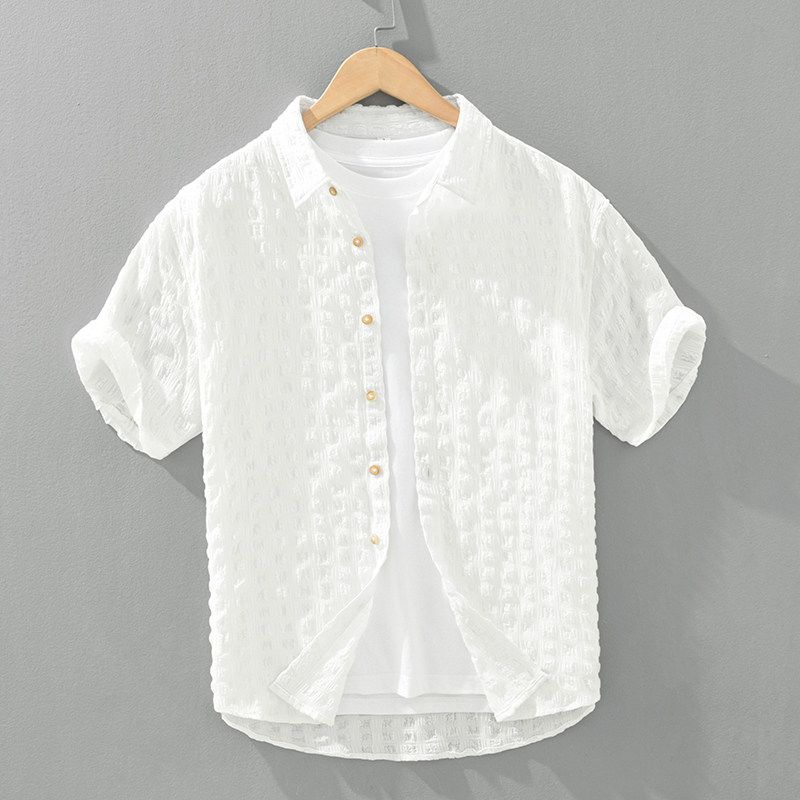 Men's Summer Short-Sleeve Shirt, American Style, Trendy Brand, Cool and Stylish, High-End Feel, Loose Half-Sleeve Jacket