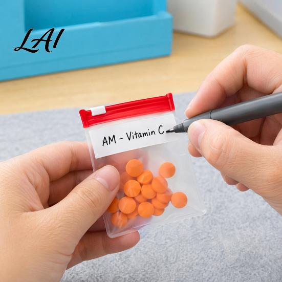 Slide-lock Zipper Bag Pill Bags Sliding Buckle Sealing Design Waterproof And Moisture-Proof Reusable Leak-proof Medicine Organizer with Writable
