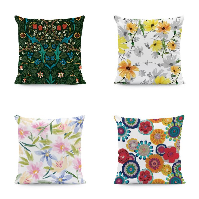 Home Decor Colorful Floral Patterns Pillow Covers for Home Pattern Cushion Cover Suitable for Sofa Bedroom Car Pillow Cover