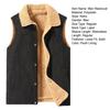 Men Winter Waistcoat Velvet Lining Corduroy Vest Coat Lapel Sleeveless Single-Breasted Thickened Vest with Pockets