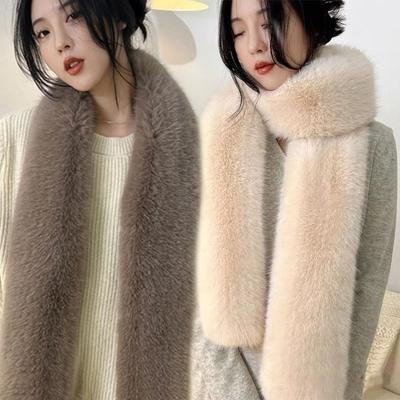 Fashion 6 Colors 180cm Fake Fur Long Scarf Fluffy Thicked Neck Warmer Muffler Vintage Luxury Wraps Shawl Party