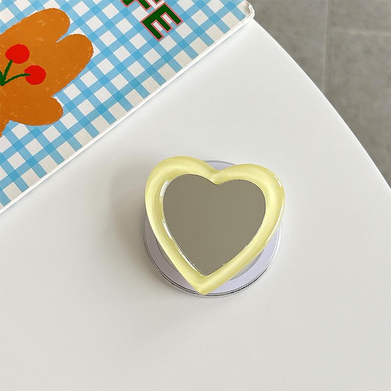 Solid Color Love Mirror Mobile Phone Holder Airbag Telescopic Folding Magnetic Suction Lazy Desktop Support Ring