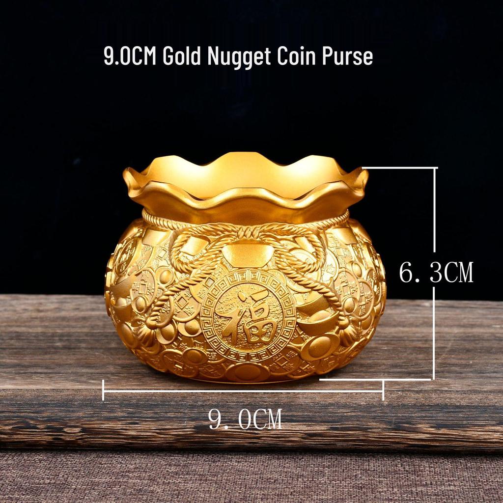 Brass Lucky Bag Ornament for Wealth and Treasure Gathering with Copper Coins and Ingots – Creative Home Living Room Decor