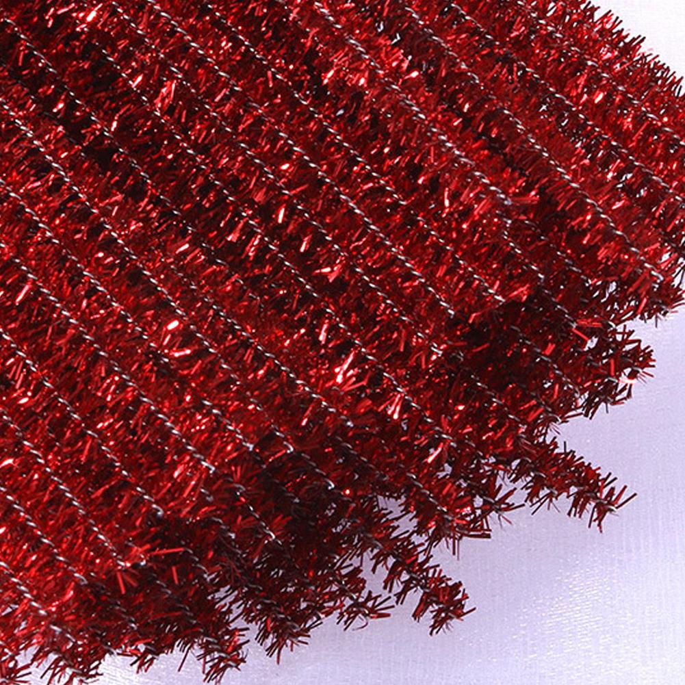 Glitter Christmas Pipe Cleaners 100Pcs Pipe Cleaners Craft Set Chenille Stem for Home School DIY Art Crafts Christmas Decoration