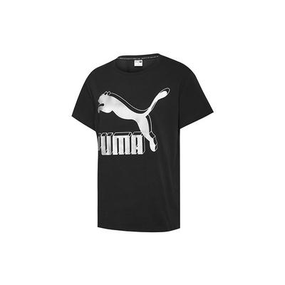 Puma Classics Logo Kurzarm T-Shirt Damen Tops Schwarz 596512-71