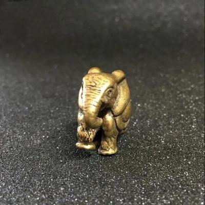 Reines Kupfer Messing Handbemalt Heimdekoration Handwerk Sammlung Elefantenfiguren Schreibtischornament Miniaturen Tierstatue