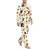 Herren Langarm Button-Down Pyjama-Set Weiche Nachtwäsche für Komfort zu Hause