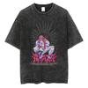 Anime Demon Slayer Rengoku Kyoujurou Print T Shirt Men Women Washed Cotton Tshirts Manga Tee Harajuku Male Casual Loose T-shirt