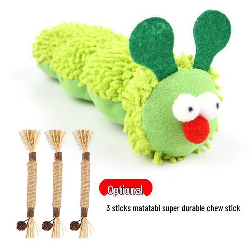 Interactive Caterpillar Plush Toy for Cats - Boredom Relief, Bite-Resistant, Self-Play Pillow
