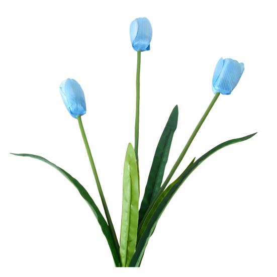 Artificial Flowers 3-Head Silk Tulip Bouquet with Bendable Iron Wire Stem Faux Floral Arrangement Wedding Decorations Photography Props