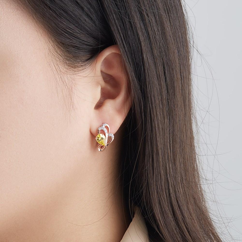 Umcho Blumenform, rosévergoldet, 5a, transparente Ohrstecker, für Damen, Kupfer-Ohrring, Jahrestag, Modeschmuck für die Freundin