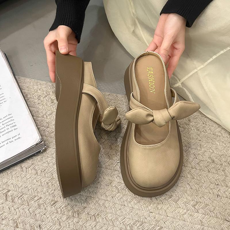 

Французский бант сумка голова полутапочки женские уличные 2025 новый летний толстая подошва с юбкой Мэри Джейн крутые тапочки 40