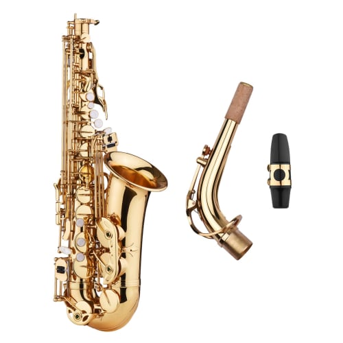 KONGNY Sax Saxophone Alto Saxophone Eb E Flat with Engraved Pattern Mouthpiece, Cleaning Brush, Cleaning Cloth, Gloves, and Strap. Perfect for Band Pr