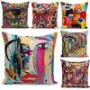 Stylish Colors Graffiti Cushion Covers With Invisible Zipper For Easy Cleaning